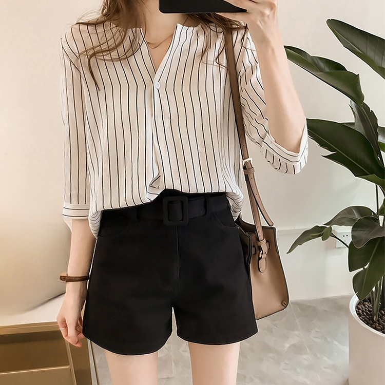 ストライプ柄  七分袖のシャツ トップス☆