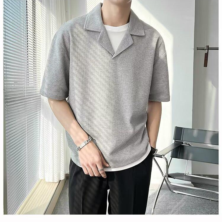 남자 여름 캐주얼 와플 반팔티셔츠 아이스 반팔티셔츠 남자 여름 와플 반팔티셔츠 아이스티셔츠