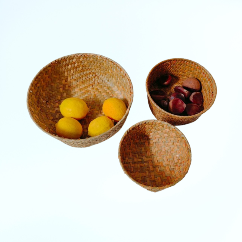 해초로 엮은 생활용품 수납 바구니