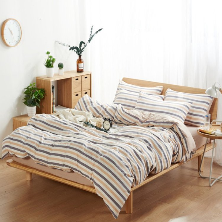 【寝具カバー4点セット】天然ウォッシュコットン　柔らかく快適　より質の良い睡眠をサポート