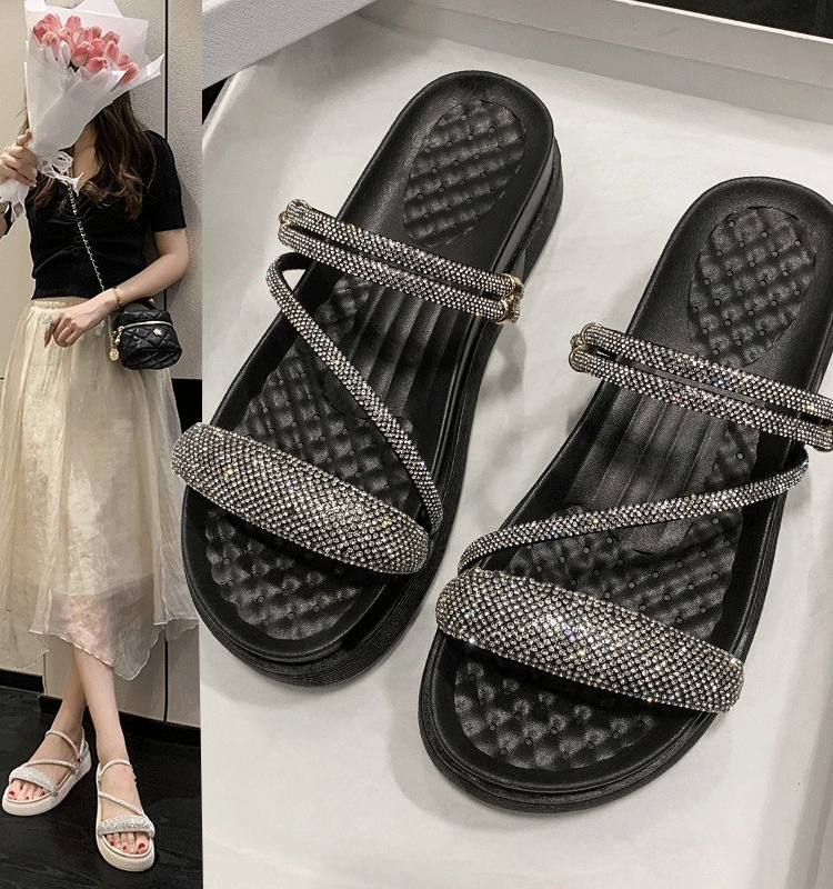 本革厚底ストラップサンダル