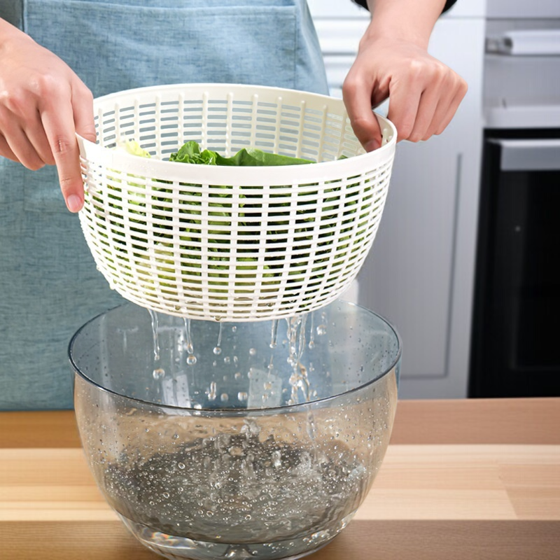 Hilandero Manual de verduras tipo empuje, cesta de drenaje de comida para ensalada de frutas, deshid