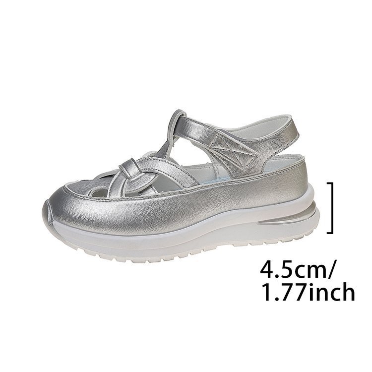 여름 송편 통굽 여성 통풍 웨지 샌들 펀칭 샌들 여 빅사이즈 여름 웨지 샌들