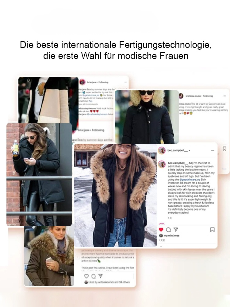 [Celebrity Style] Mittellange Slim-Daunenjacke