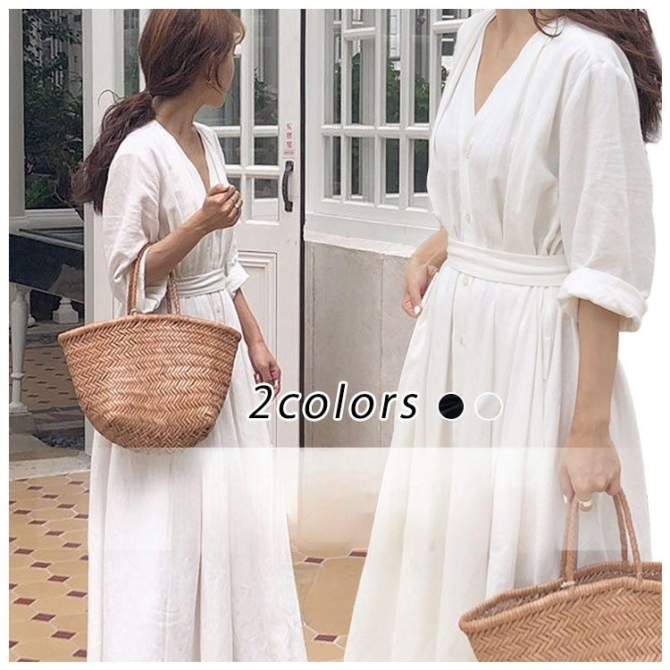 マキシワンピース Vネック 綿 体型カバー ゆったり リラックス ソフト
