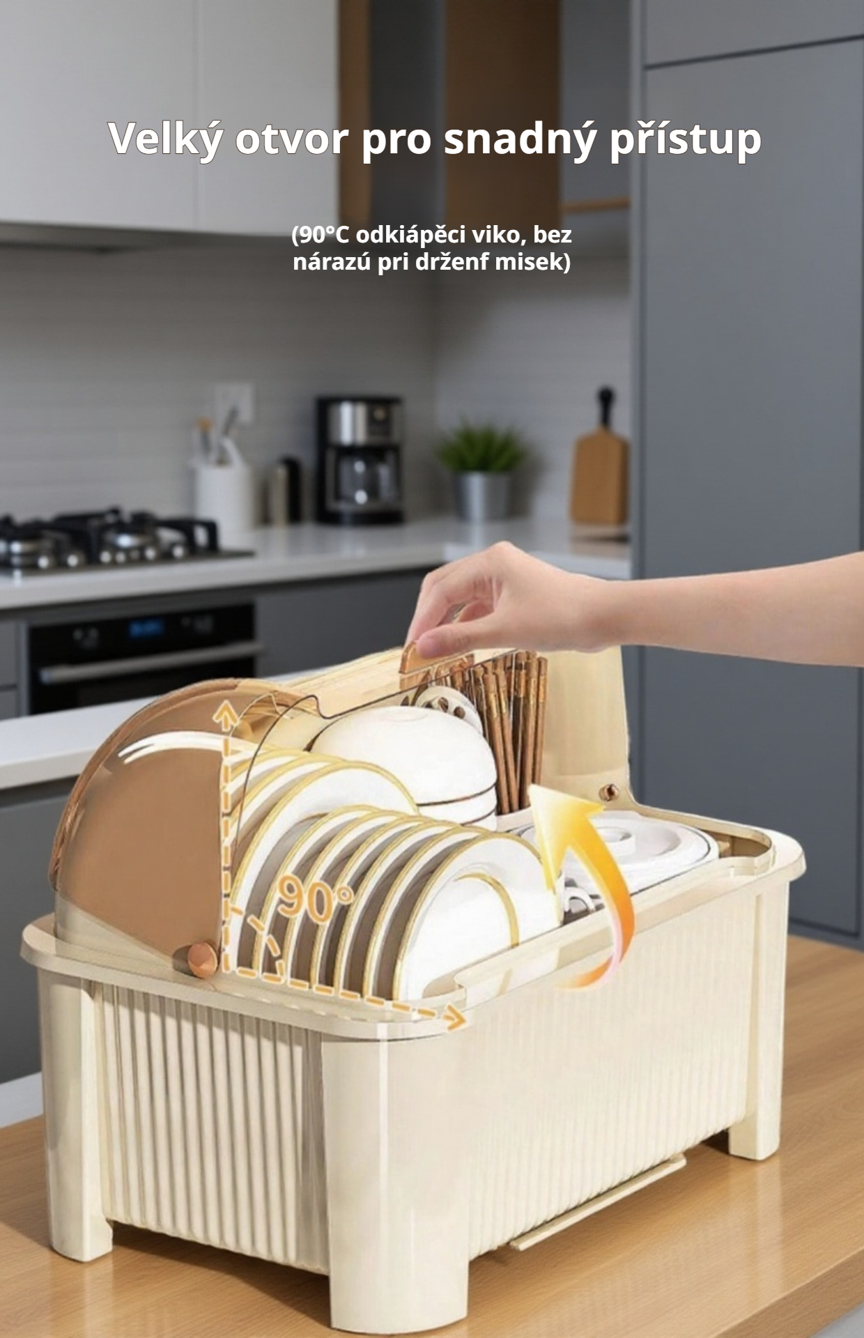  Čtyřúrovňový stojan na misky a příbory do kuchyně