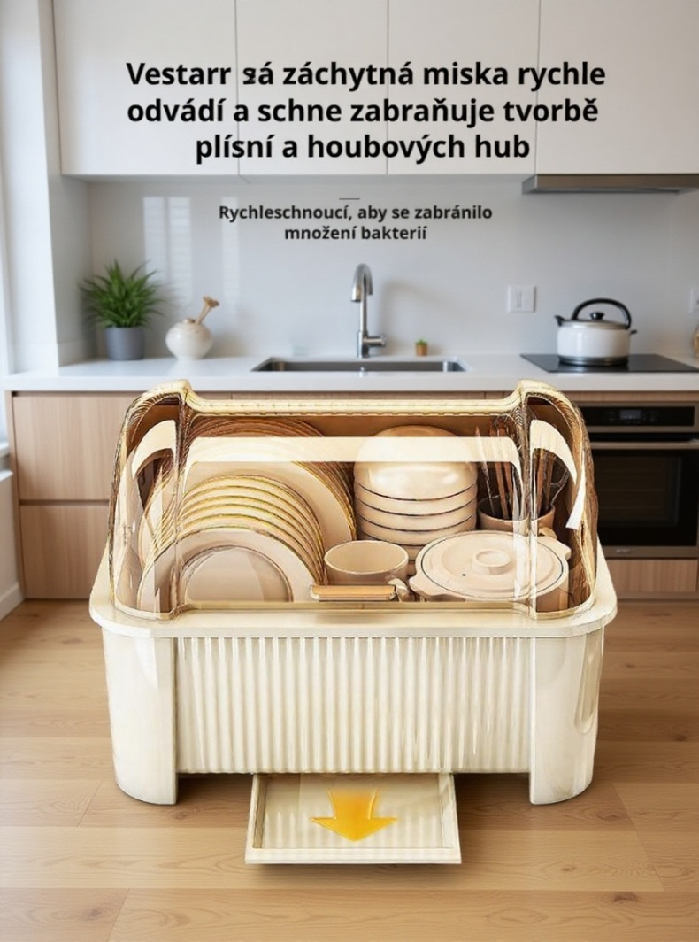 Moderní stojan na misky a příbory z kovu