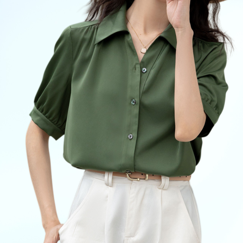 เสื้อเชิ้ตผ้าซาตินเจ็ดสีสำหรับเดินทาง เสื้อเชิ้ตฤดูร้อนใหม่อเนกประสงค์