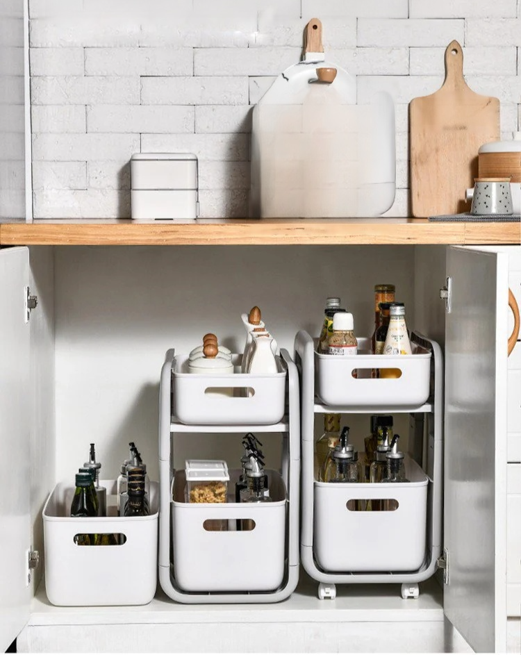 Wielofunkcyjny wielowarstwowy ruchomy wózek organizer na podłogę