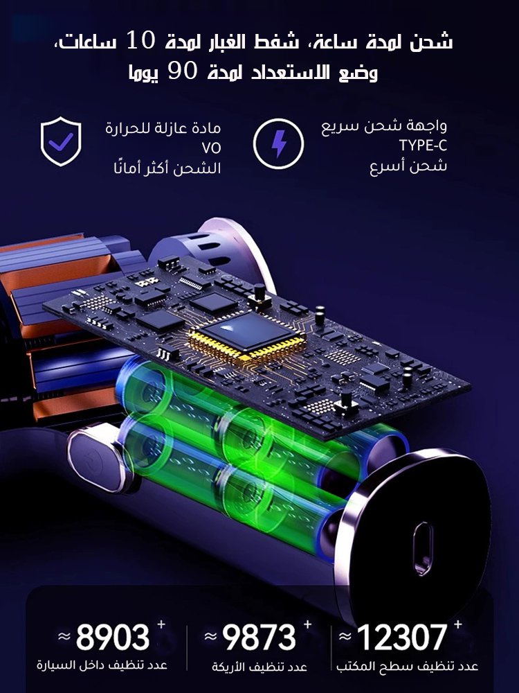 مكنسة كهربائية لاسلكية محمولة باليد للسيارات 
