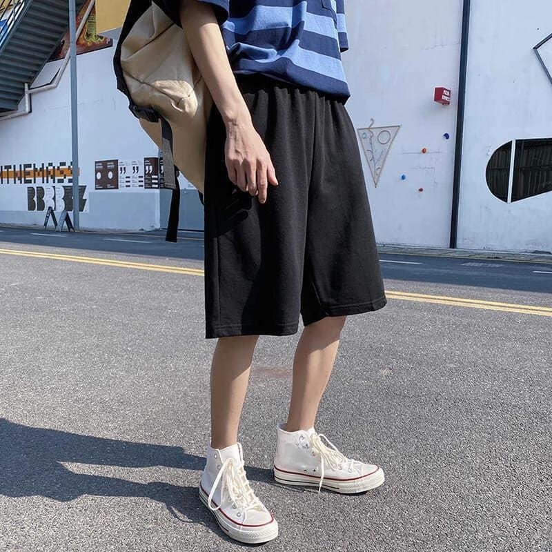 夏のシンプルワイド5分丈パンツ・韓国風トレンドファッション