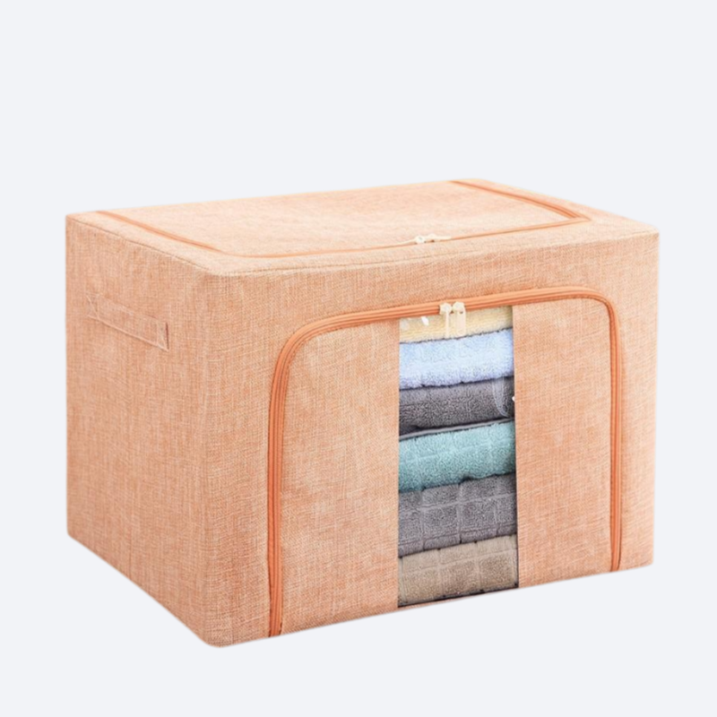 صندوق تخزين الملابس من القماش والقطن والصلب