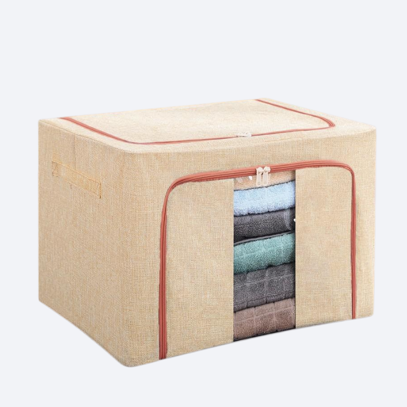 صندوق تخزين الملابس من القماش والقطن والصلب