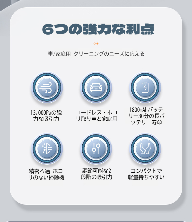 ブラシレスモーター搭載の強力吸引掃除機