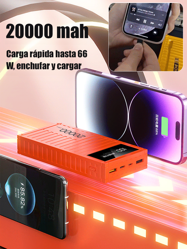 【20000mAh contenedor】Nuevo modelo de banco de energía con carga rápida súper de 66W