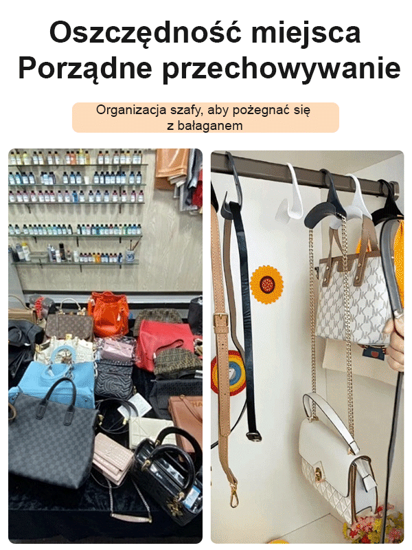 Wieszak na torebki, który nie deformuje się podczas przechowywania