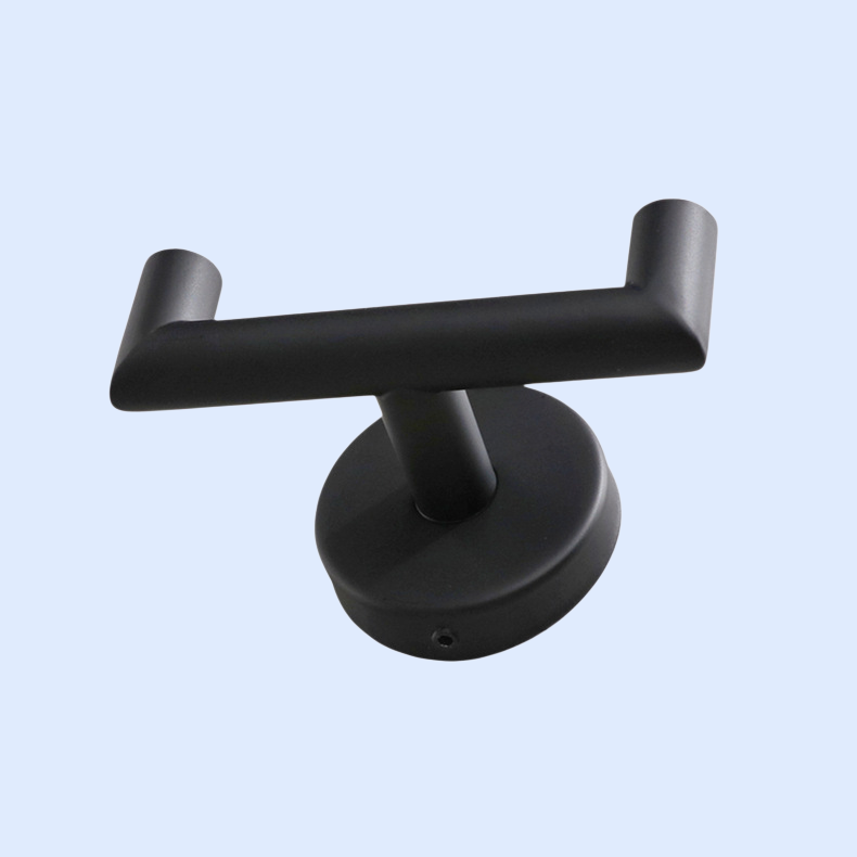 Black Metal Bathroom Double Towel Hook