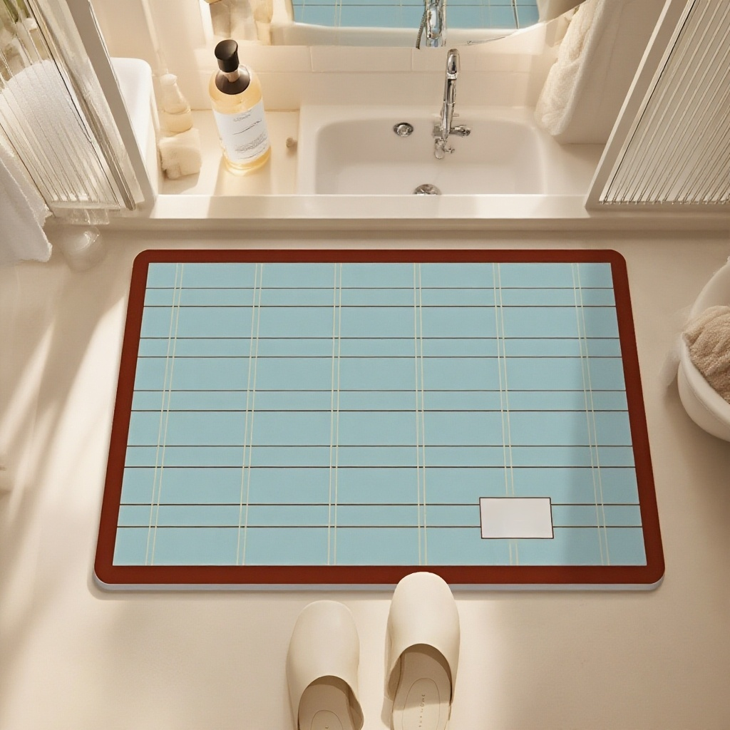 衛生間簡約條紋矽藻泥地墊