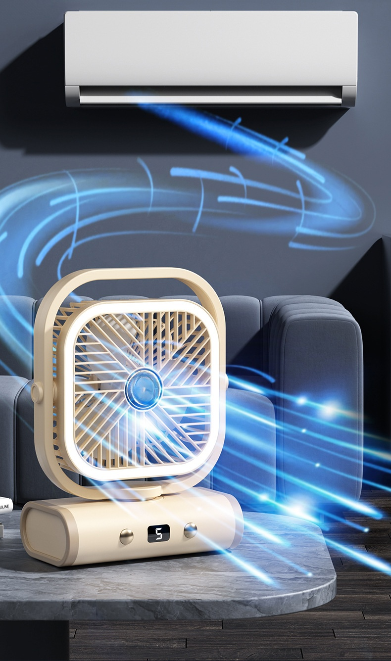 ナイトライト機能付きキャンプファンの使用例