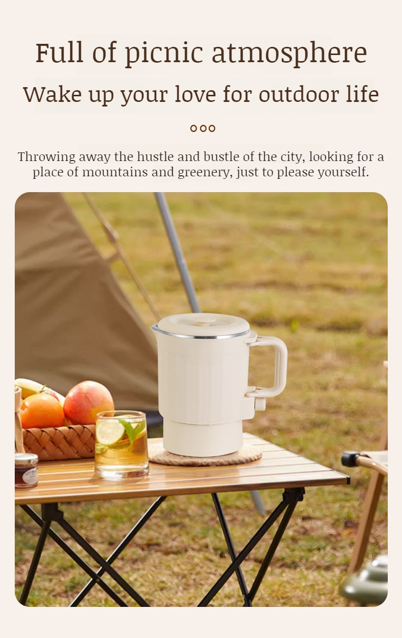 Lightweight and portable electric kettle for hot drinks