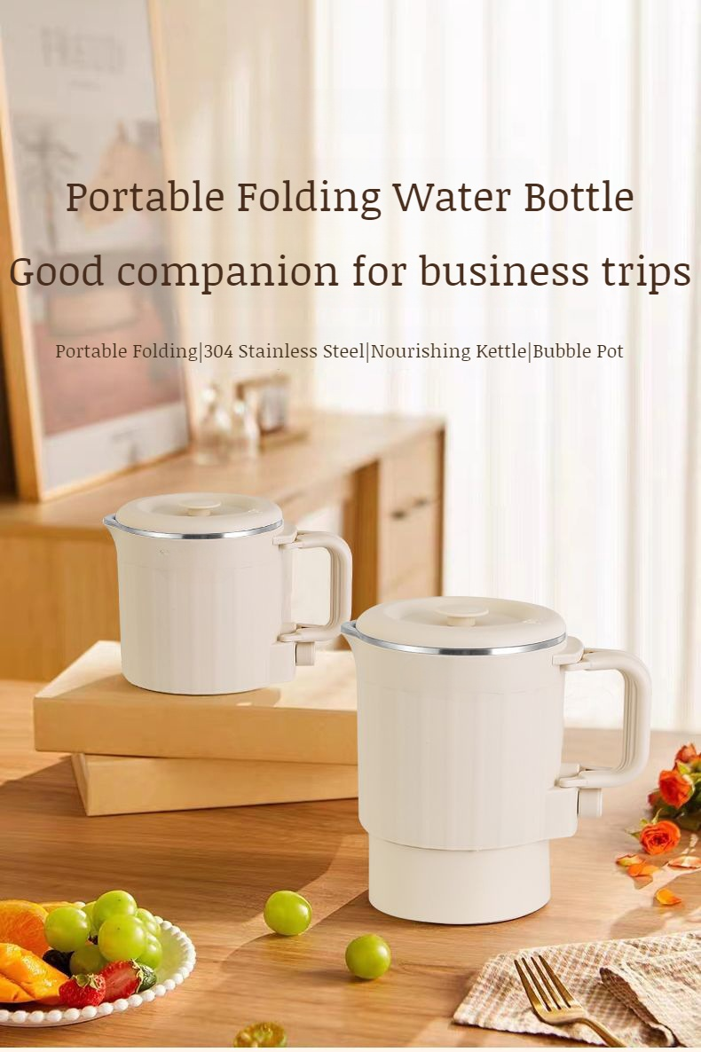 Portable mini electric kettle folded for easy storage