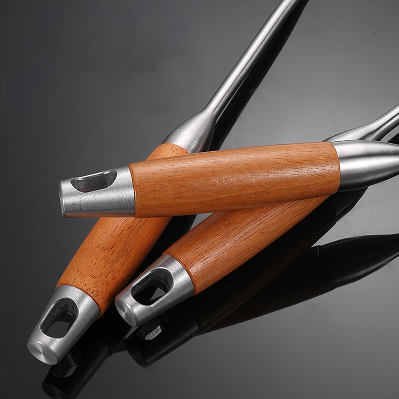 厚めのステンレス調理器具セット木の柄のフライ返しおたまの抜け漏れショッパー家庭用です