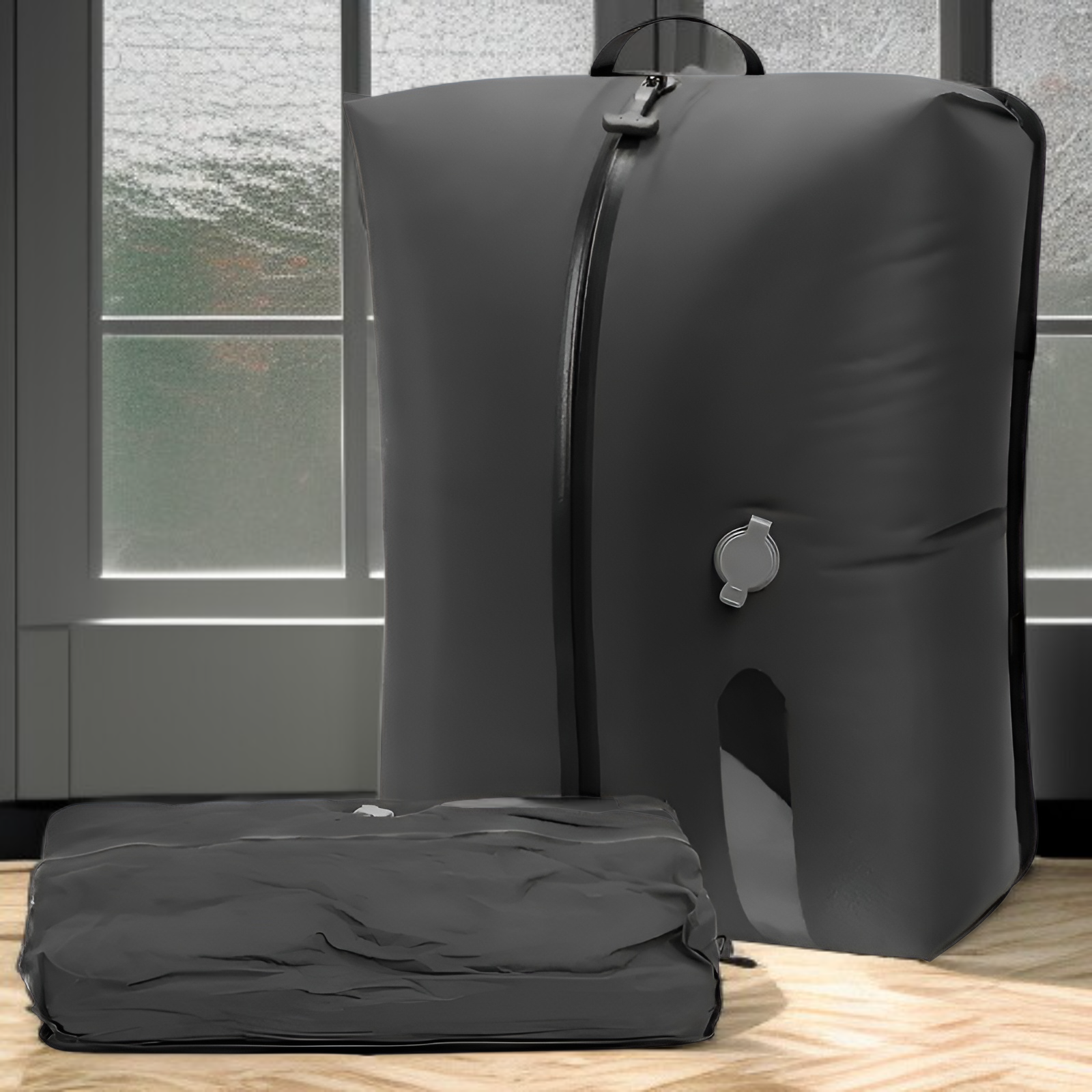 旅行用圧縮袋 圧縮トラベルバッグ トラベルポーチ 圧縮バッグ アレンジケース 透明窓 圧縮 旅行 便利グッズ 出張 衣類収納 圧縮袋 ナイロン 大きめ 防水 防塵 吊り下げ 省スペース