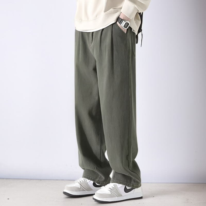 カジュアルパンツアーミーグリーンルーズストレートレッグワークパンツメンズヴィンテージカジュアルパンツ