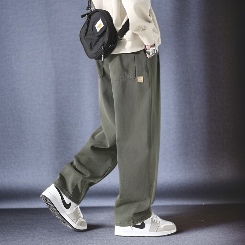 カジュアルパンツアーミーグリーンルーズストレートレッグワークパンツメンズヴィンテージカジュアルパンツ