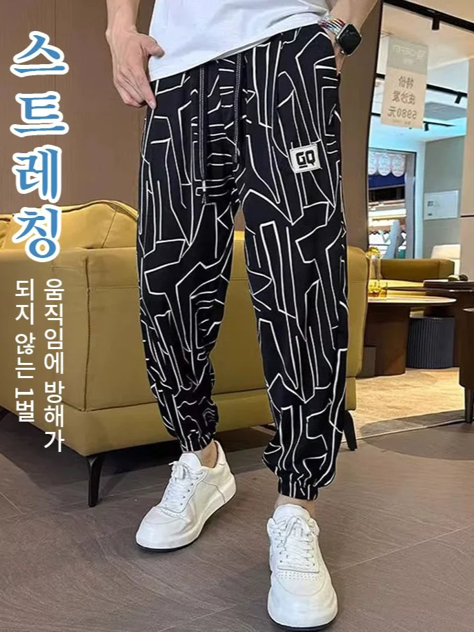 JL-남성 아이스 프린트 캐주얼  9부 팬츠