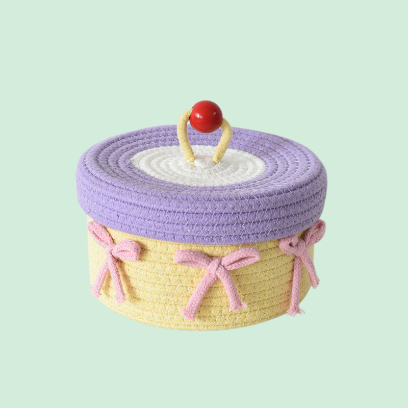 면 로프 뚜껑이 있는 잡화 수납 바구니, 가정용 침실 바구니