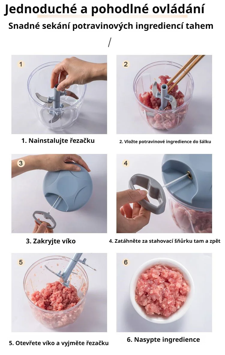 Mini sekáček s rozebranými částmi pro údržbu