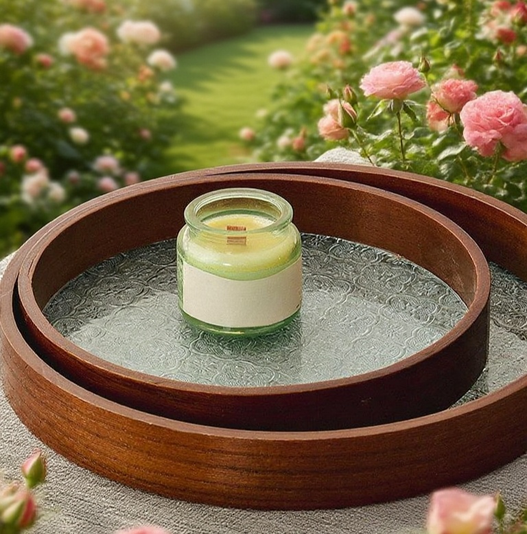 復古風格圓形託盤擺設效果