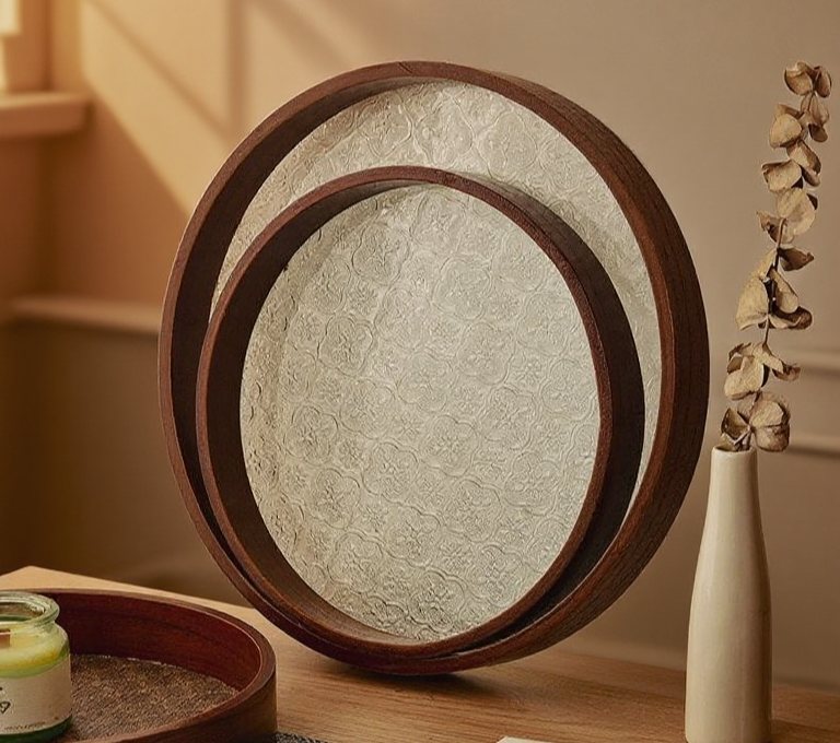 圓形中式復古收納託盤正面展示