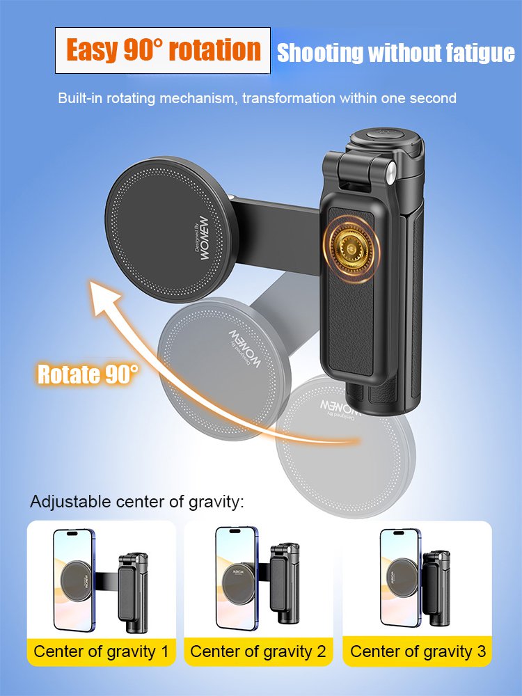 【3-in-1 Magnetic Palm Stick】Portable Magnetic Bluetooth Selfie Stick