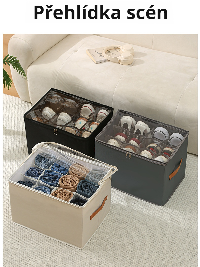 Skládací botník s viditelným víkem