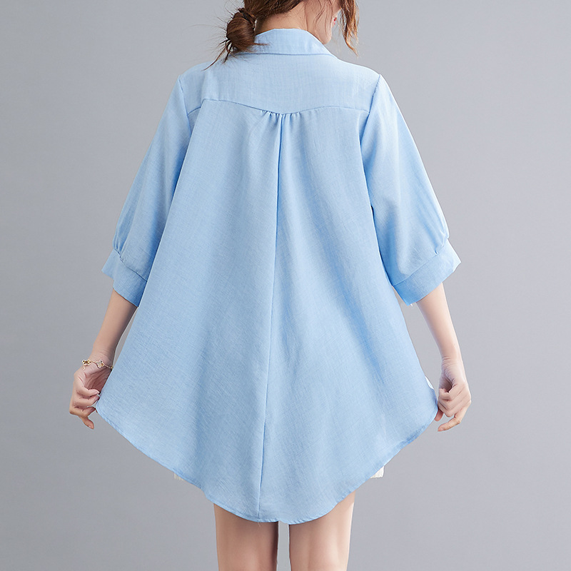ルーズリネン・カジュアルシャツ スリムな女性のルーズな大きいサイズのシャツ リネンゆったりプラスサイズシャツ