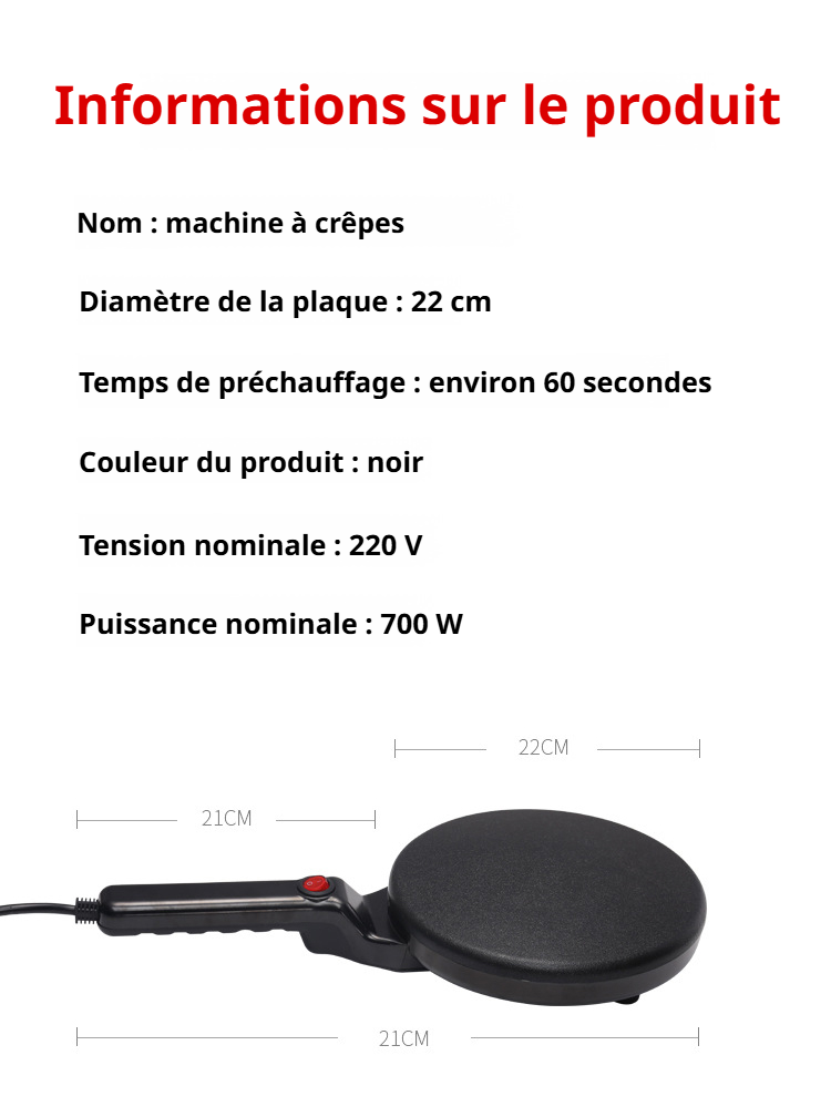 Machine à crêpes facile à nettoyer