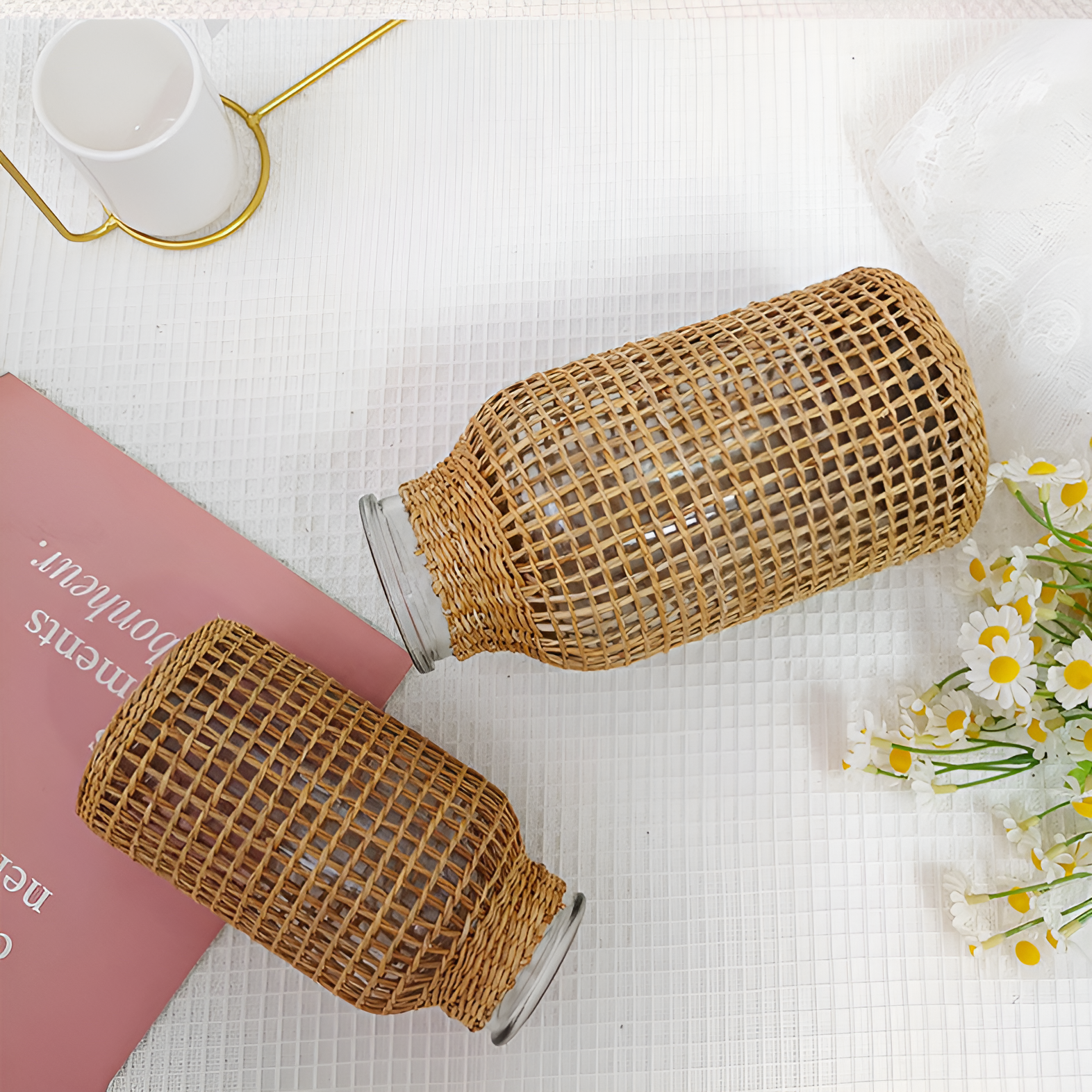 ストローガラスドライフラワー花瓶日本のクリエイティブな花瓶は、水中で植物を育てるのに使用できます。家の装飾の装飾品