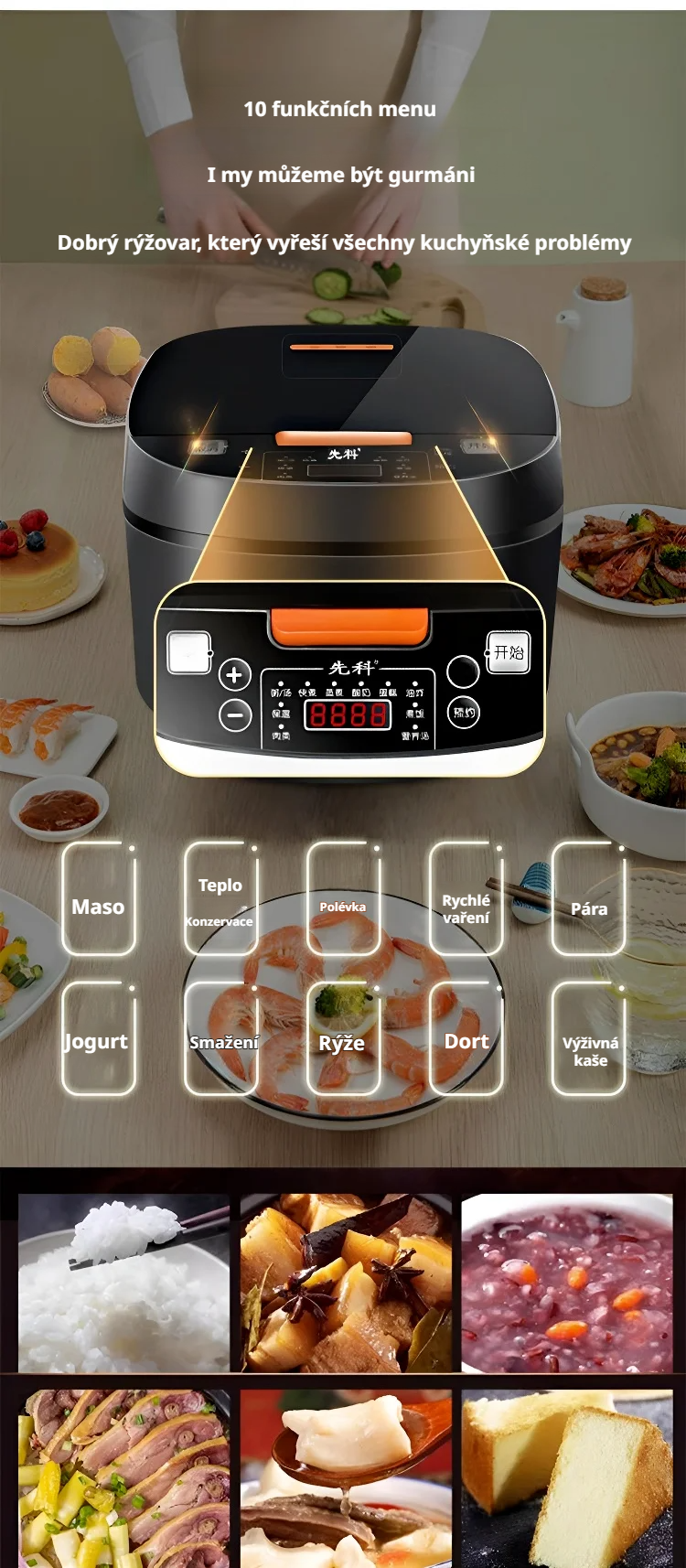 Ukázka vaření rýže v chytrém rýžovaru s kulovou vložkou