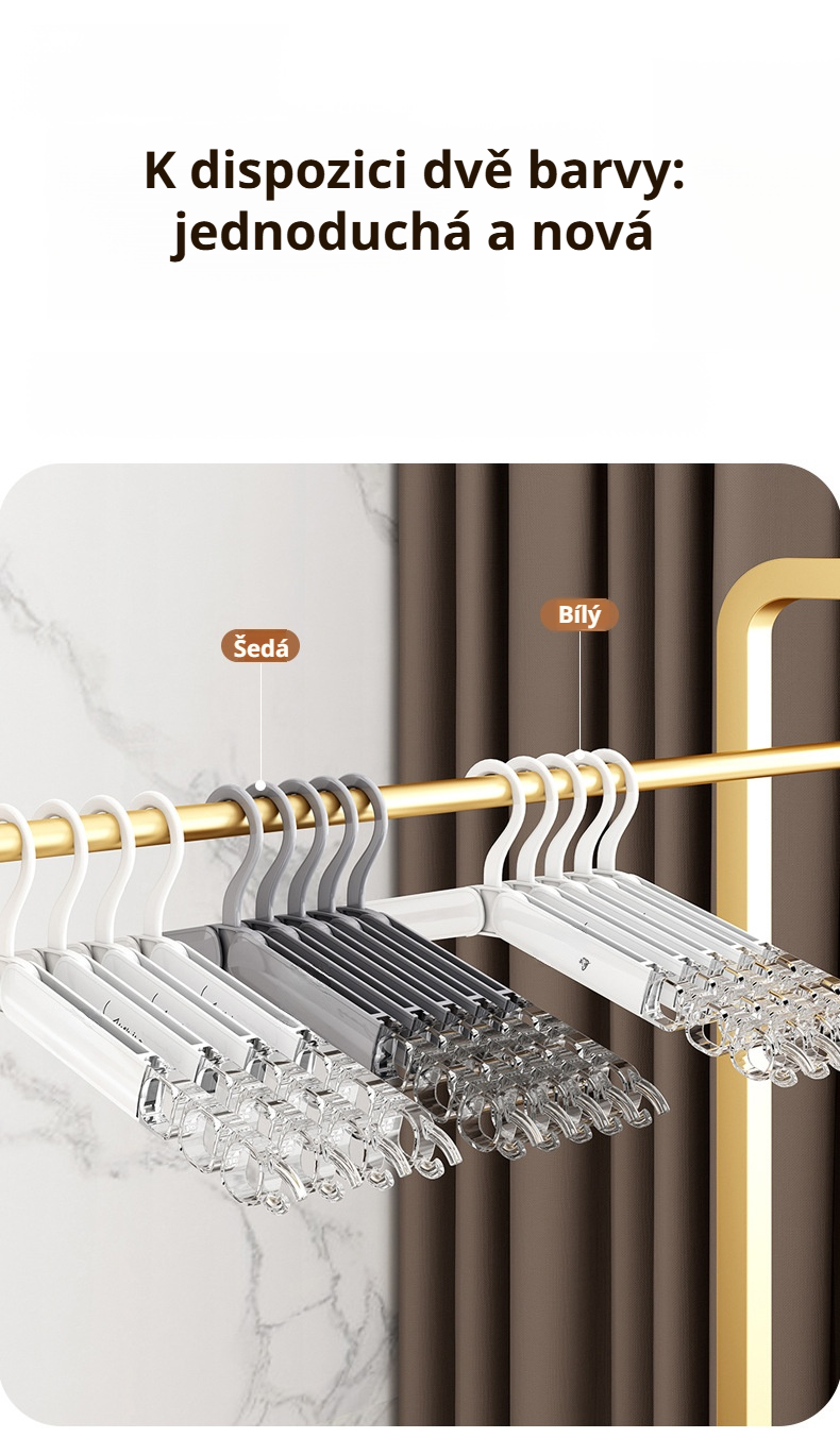 Kompaktní skládací věšák na šaty pro úsporu místa