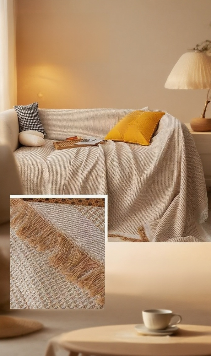 Machine washable universal sofa cover in modern design