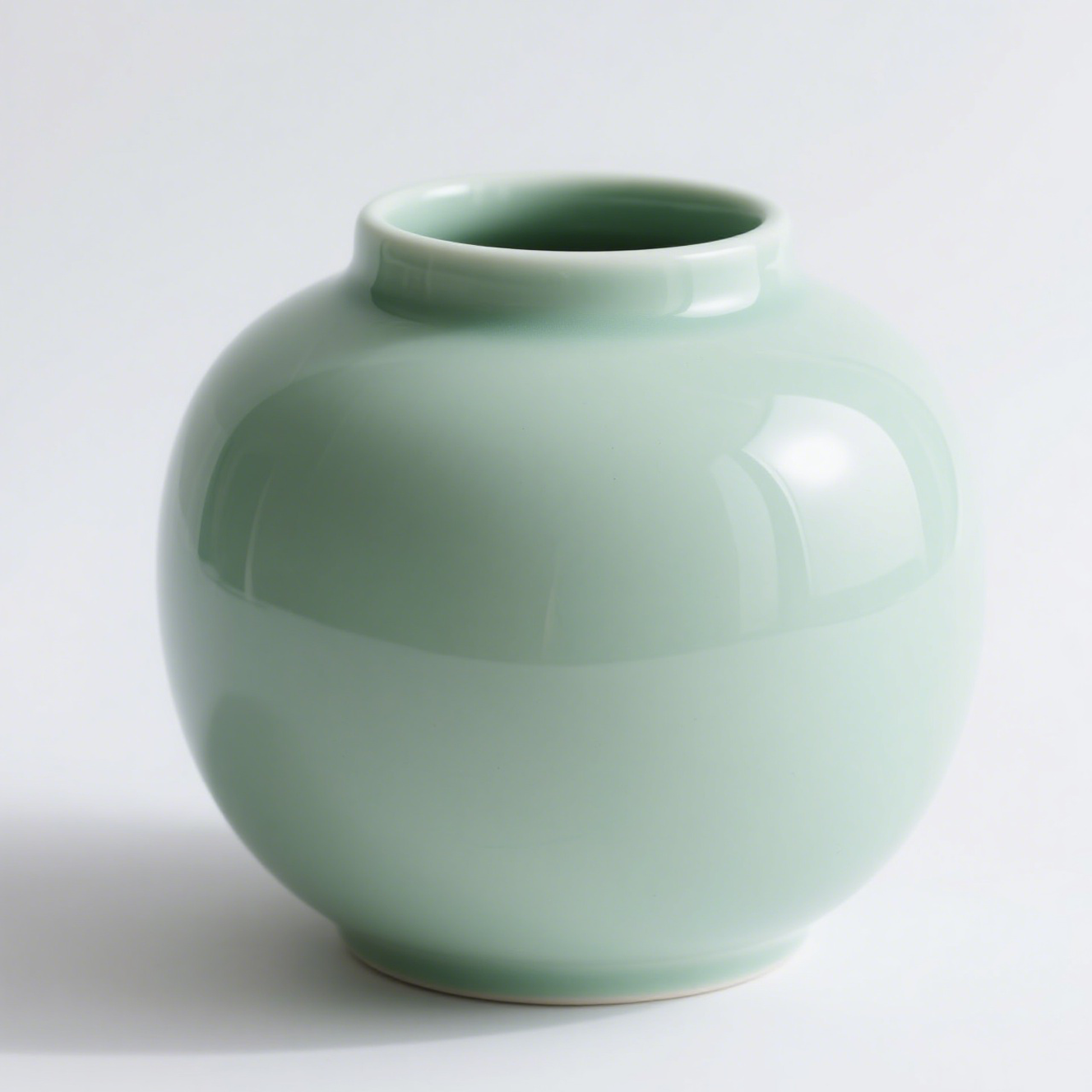 家庭用装飾用セラミック製ライトグリーンの丸型花瓶