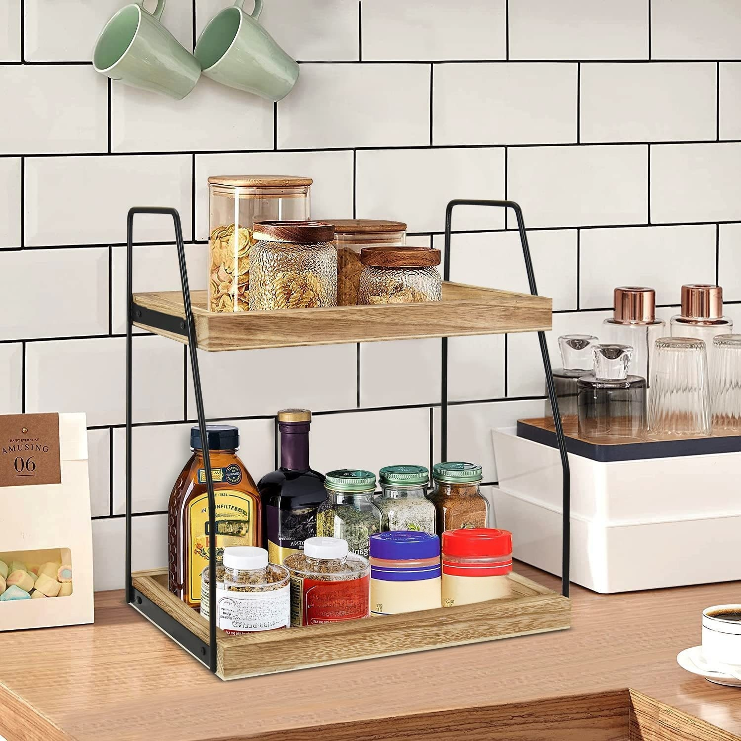 二重層バスルーム収納ラックデスクトップラックキッチンスパイス収納収納ラック収納ラック