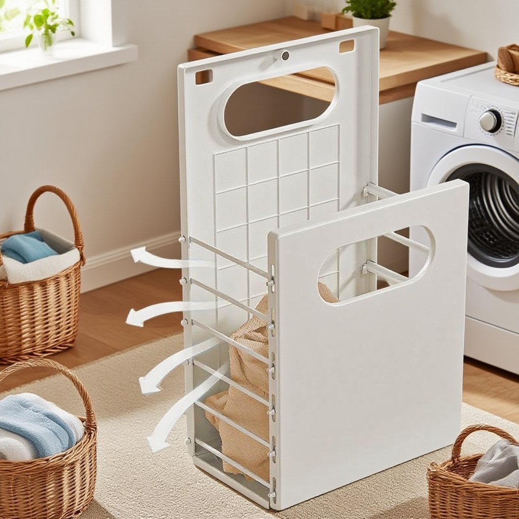 ตะกร้าเสื้อผ้าสกปรกพับได้สำหรับห้องน้ำ