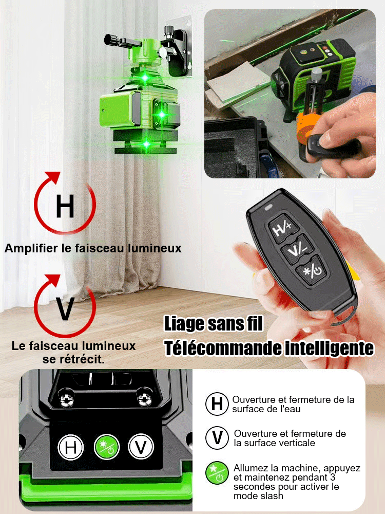 Mesureur de niveau d'eau laser de haute précision, puissant, léger et fin
