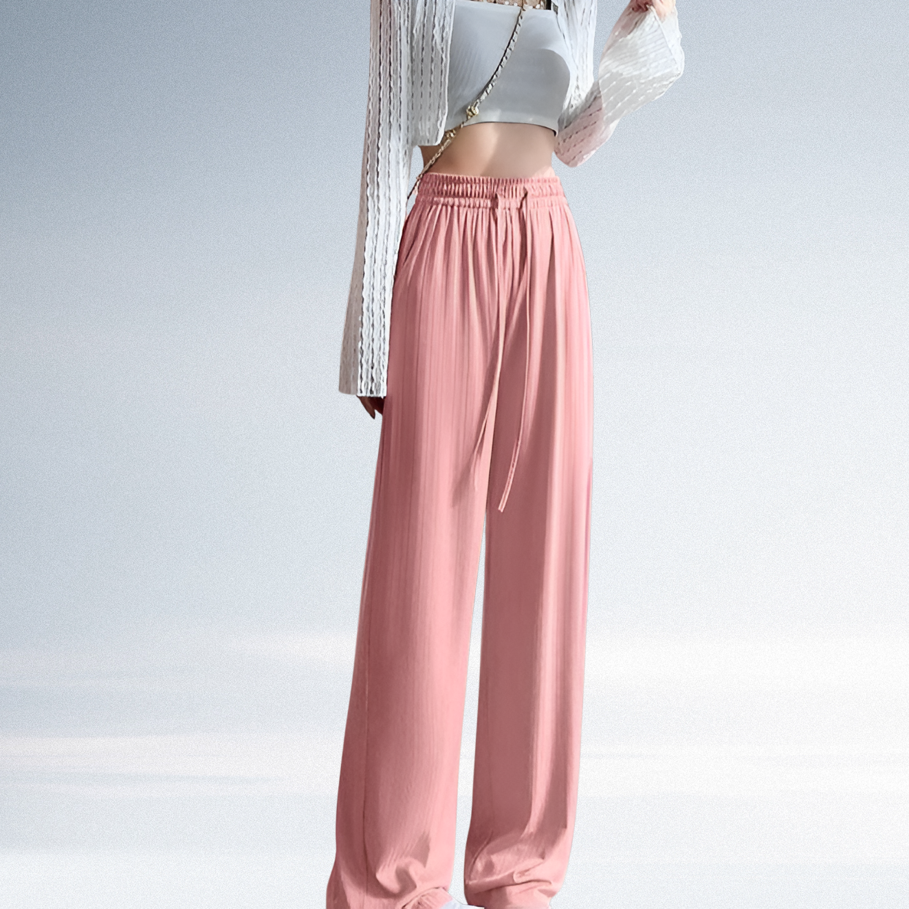 レディース ワイドパンツ 夏 薄手 モスキートガード UVカット ストレート 小柄女性向け クーリングパンツ