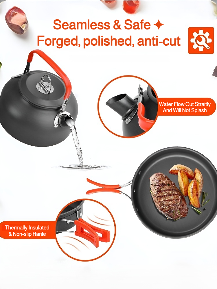 Portable Zusammenklappbares Aluminium-Kochgeschirr-Set