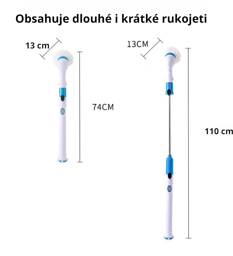 Elektrický čisticí kartáč s dobíjecí baterií pro snadný úklid