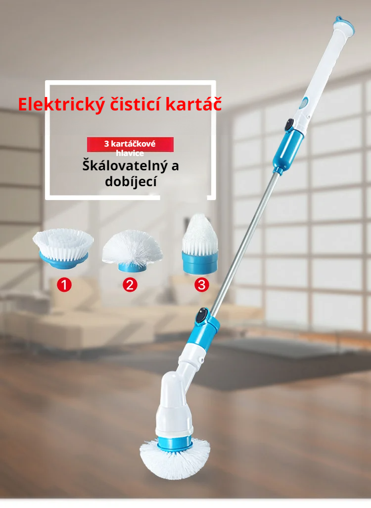 Elektrický čisticí kartáč pro domácnost při čištění koupelny